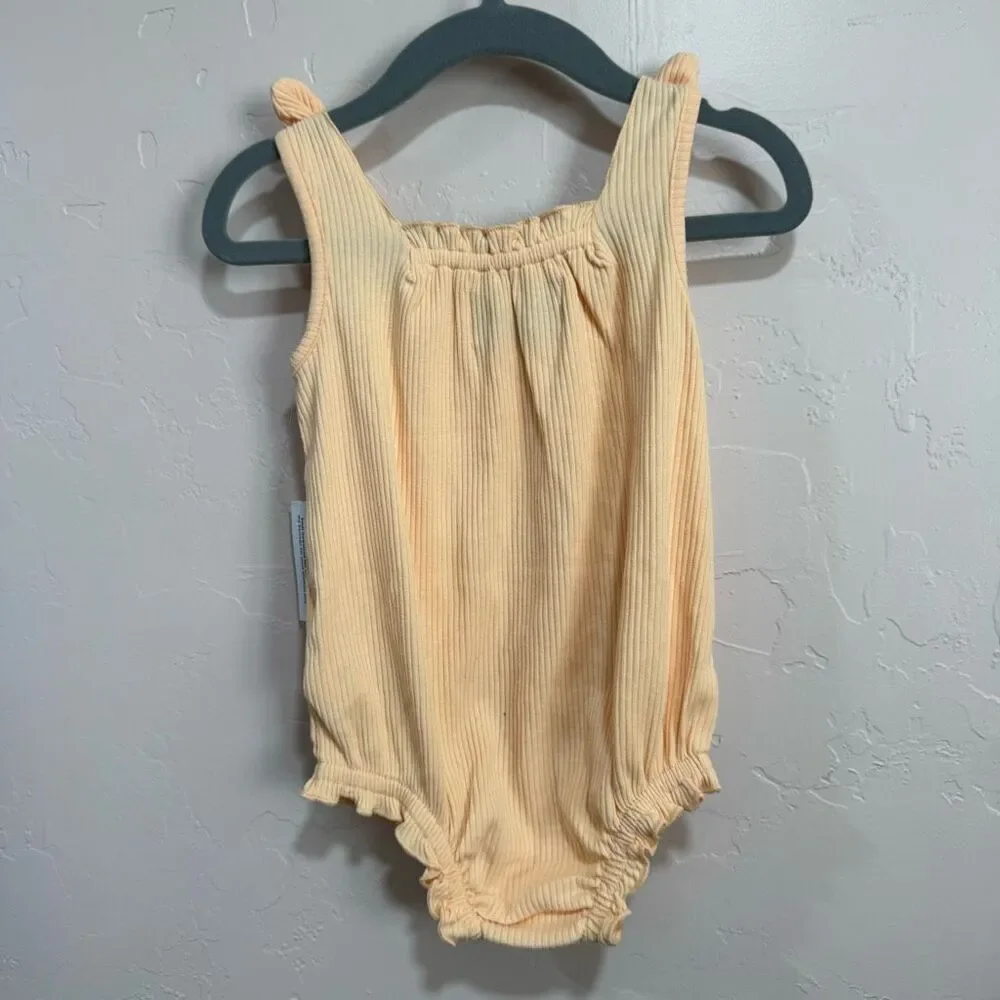 🏈 Old Navy pale orange ribbed tank onesie